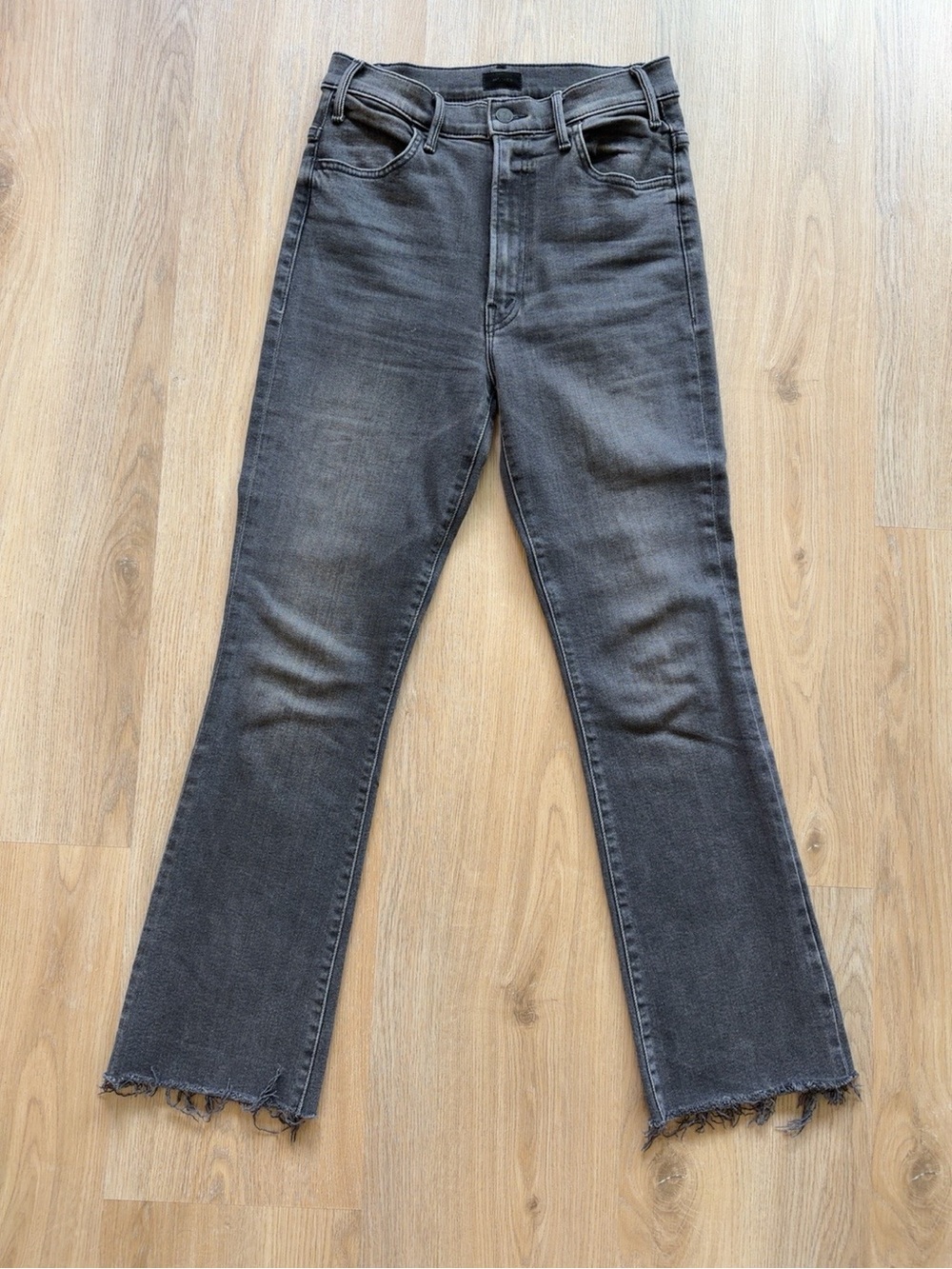 MOTHER The Hustler Ankle Fray Jeans Gray Black Size 27